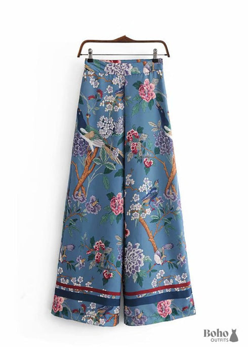 Boho Pants - Palazzo Pants in Blue Bird For Women